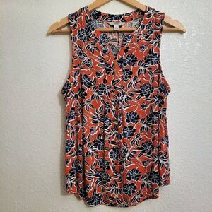 Croft & Barrow V-neck Red White & Blue Flower Tank Top: July 4th, Lablr Day